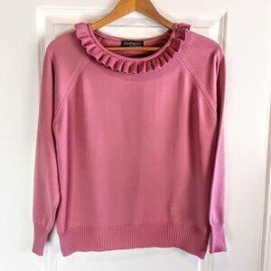 Vintage Givenchy Sport Mauve Pink Ruffle Collar Knit Sweater